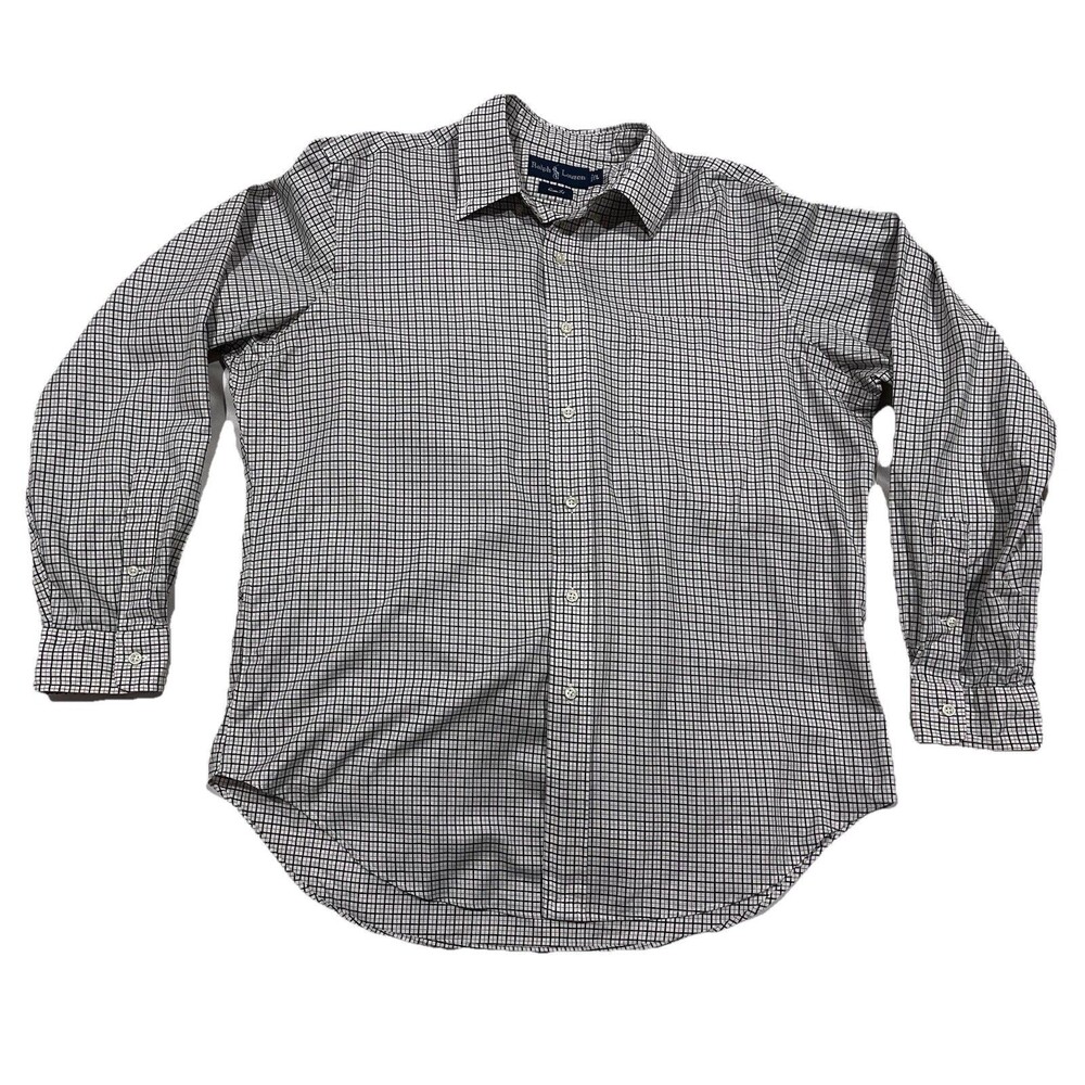 Ralph Lauren Classic Fit White Tan Black Button Up LS Shirt Men's Size Large - Picture 3 of 9